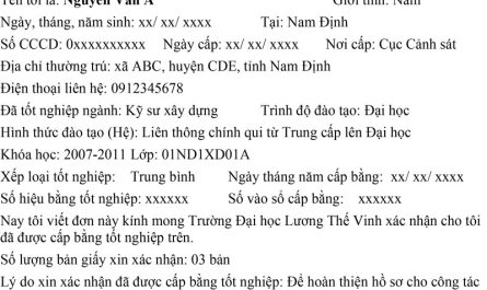 hồ sơ nhận bằng đại học